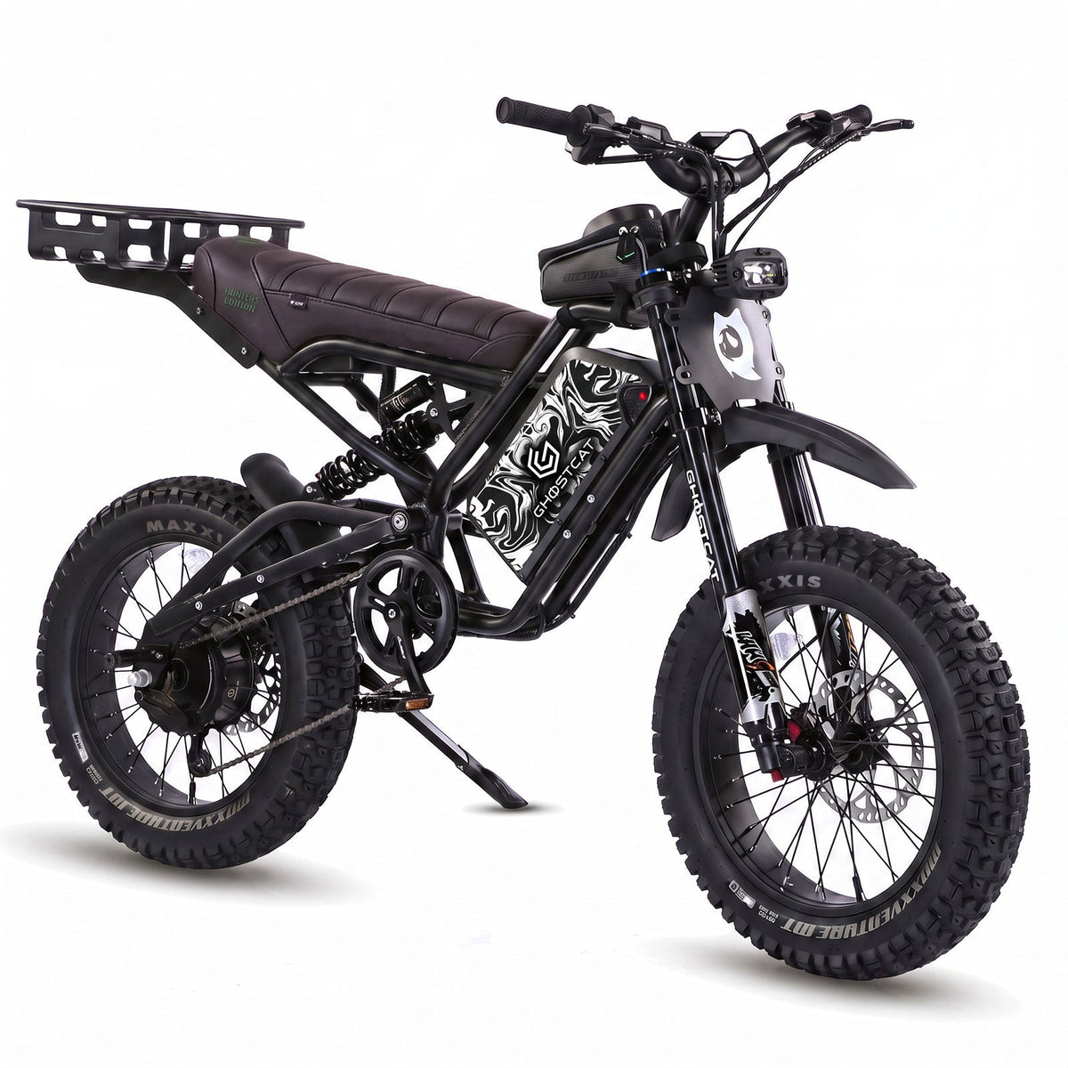 GhostCat F4X Hunter's Edition Full Bundle Blackout with Marble Black & White battery decal and rear rack