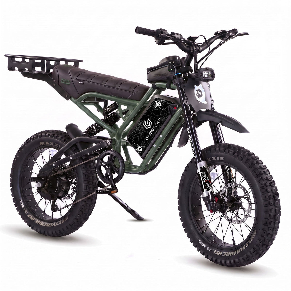 GhostCat F4X Hunter's Edition Full Bundle Army Green with Spider Web battery decal and rear rack
