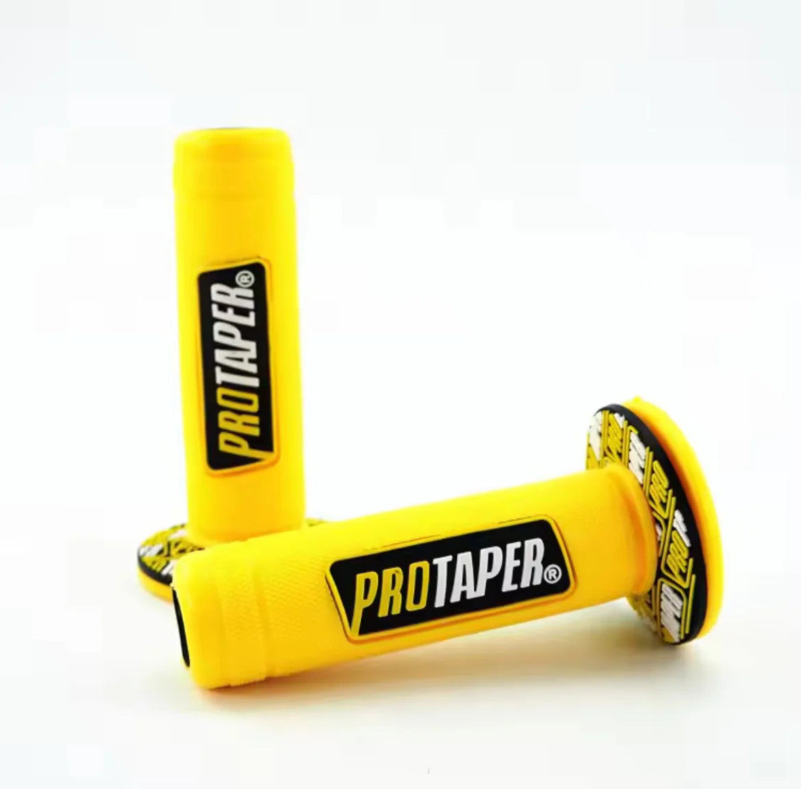 Yellow Pro Taper eMOTO Grips, product image showing a pair of yellow motorcycle handlebar grips.