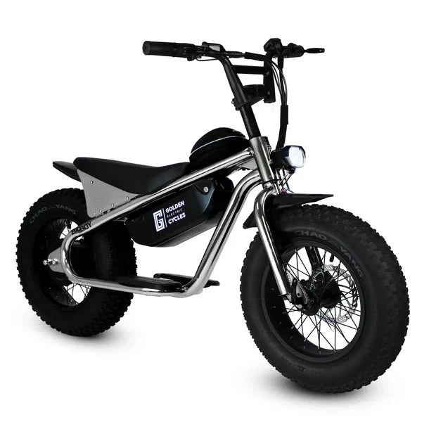 GOLDEN CYCLE Big Boy 350w Micro eBike 16x4 Fat Electric Mini Fat Tire eBike - Mini eBike - GOLDE|MINI|CHROME|0309 eBike Super Shop