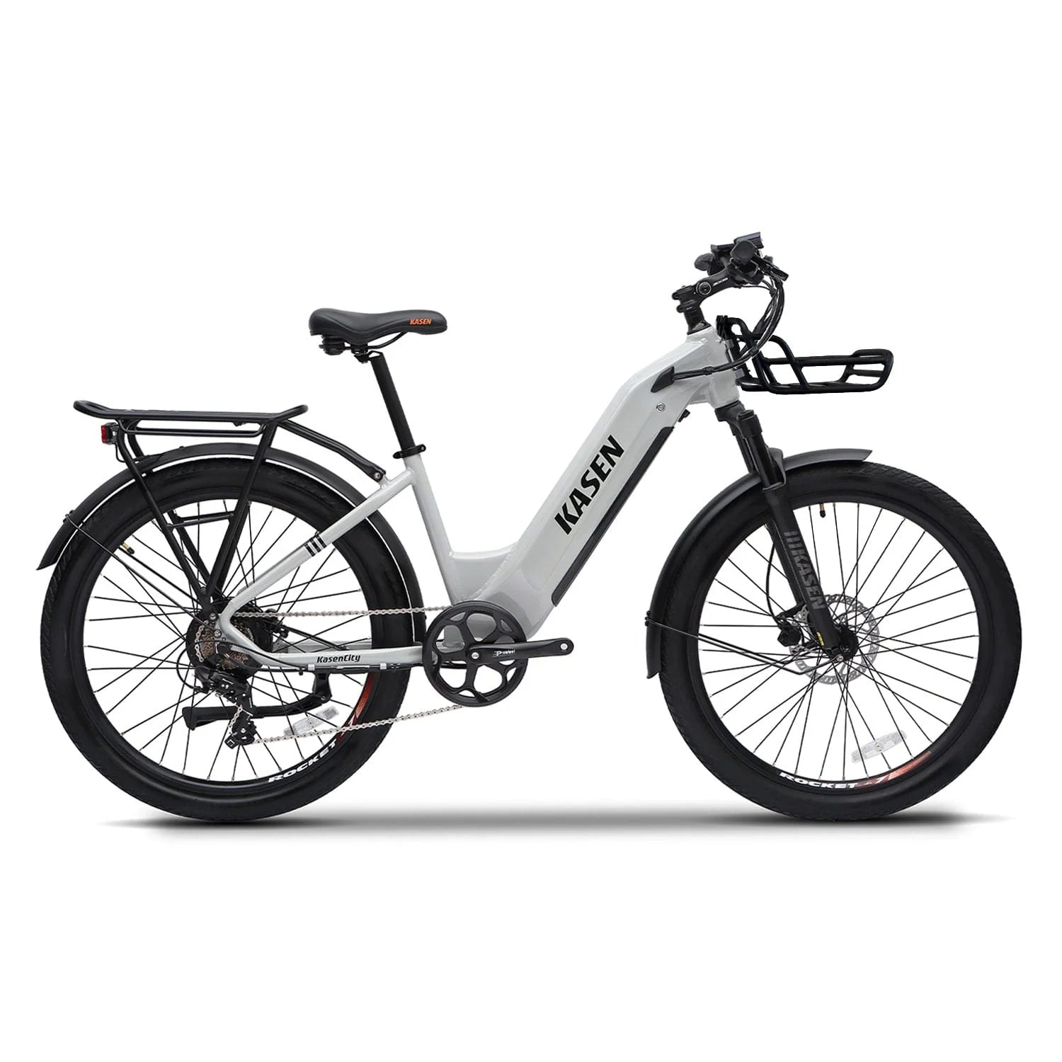 Grey KASEN City 2.0 750W Step-Thru Urban Electric Bike with 27.5x2.4 tires