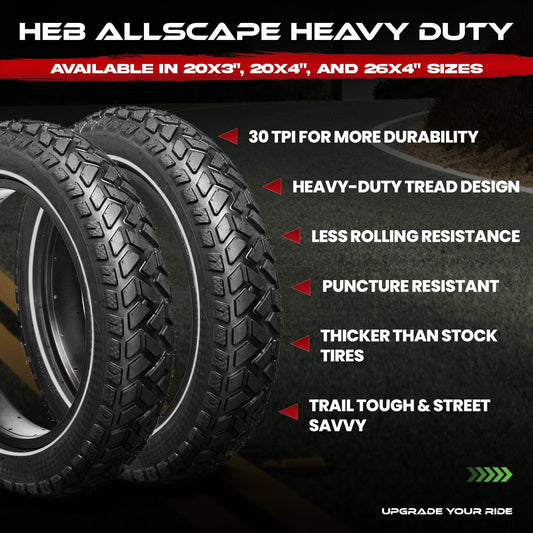 HEB ALLSCAPE® Fat Tire 20" x 3" (2 Tires) - Parts - sku - 50189473644845 eBike Super Shop