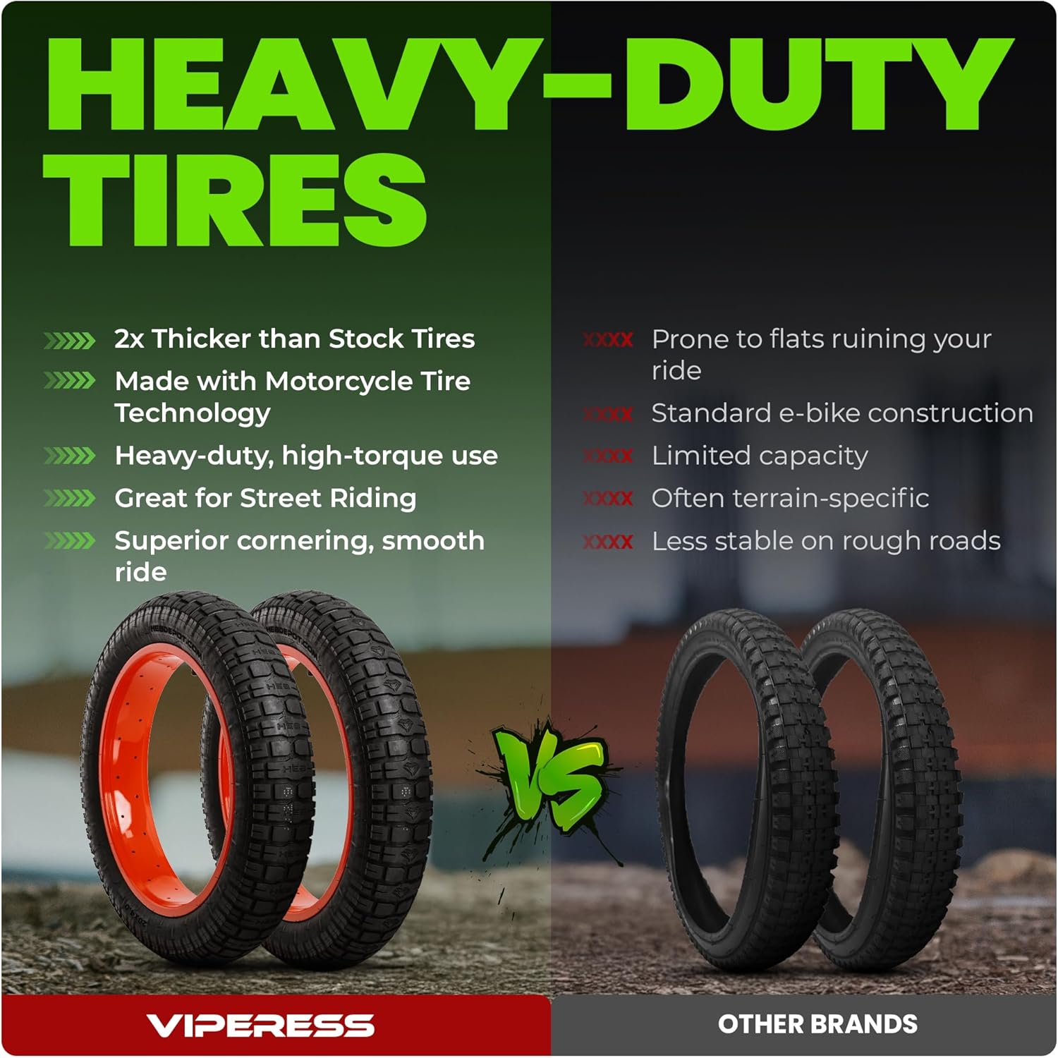 HEB VIPERESS Fat Tire 20x4 (Includes 1 Tire/ 1 Tube - Parts - sku - 50741989671213 eBike Super Shop