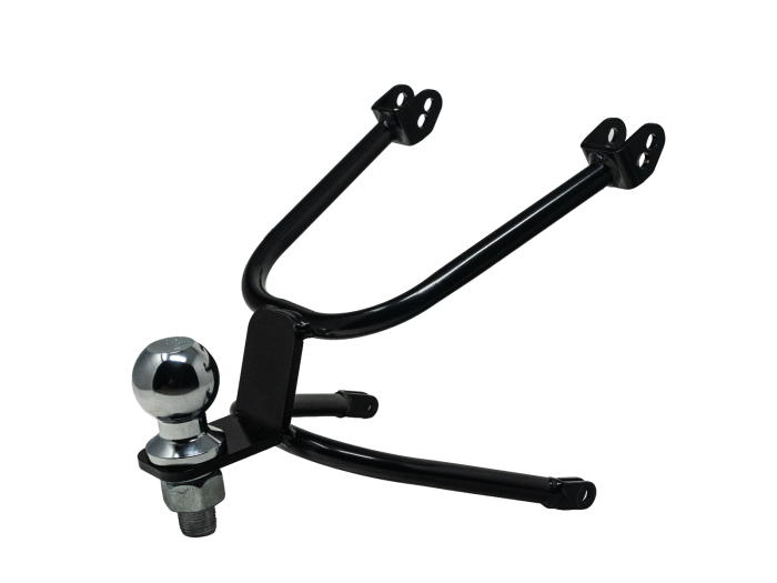Stomp Ebox Dragster tow hitch bar, silver metal construction, shown on a white background.