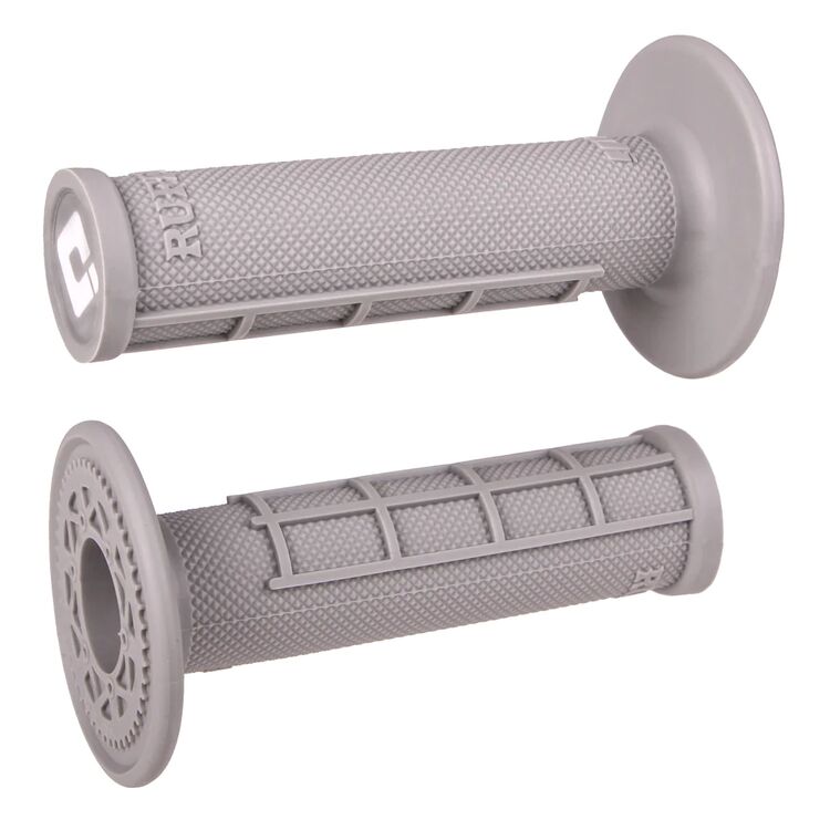 Grey eMOTO ODI half waffle grips for motorcycles, product image showing textured grip design
