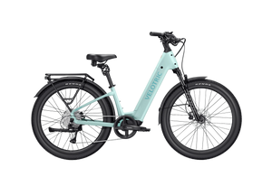 Velotric Discover 3 eBike in mint color, regular size, shown in its box with packaging materials