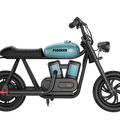 Blue eMOTO Hyper Gogo Pioneer 12 Plus electric bike without training wheels, side view, product image