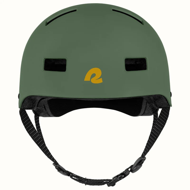 Matte forest green Retrospec Dakota eBike helmet shown from side angle