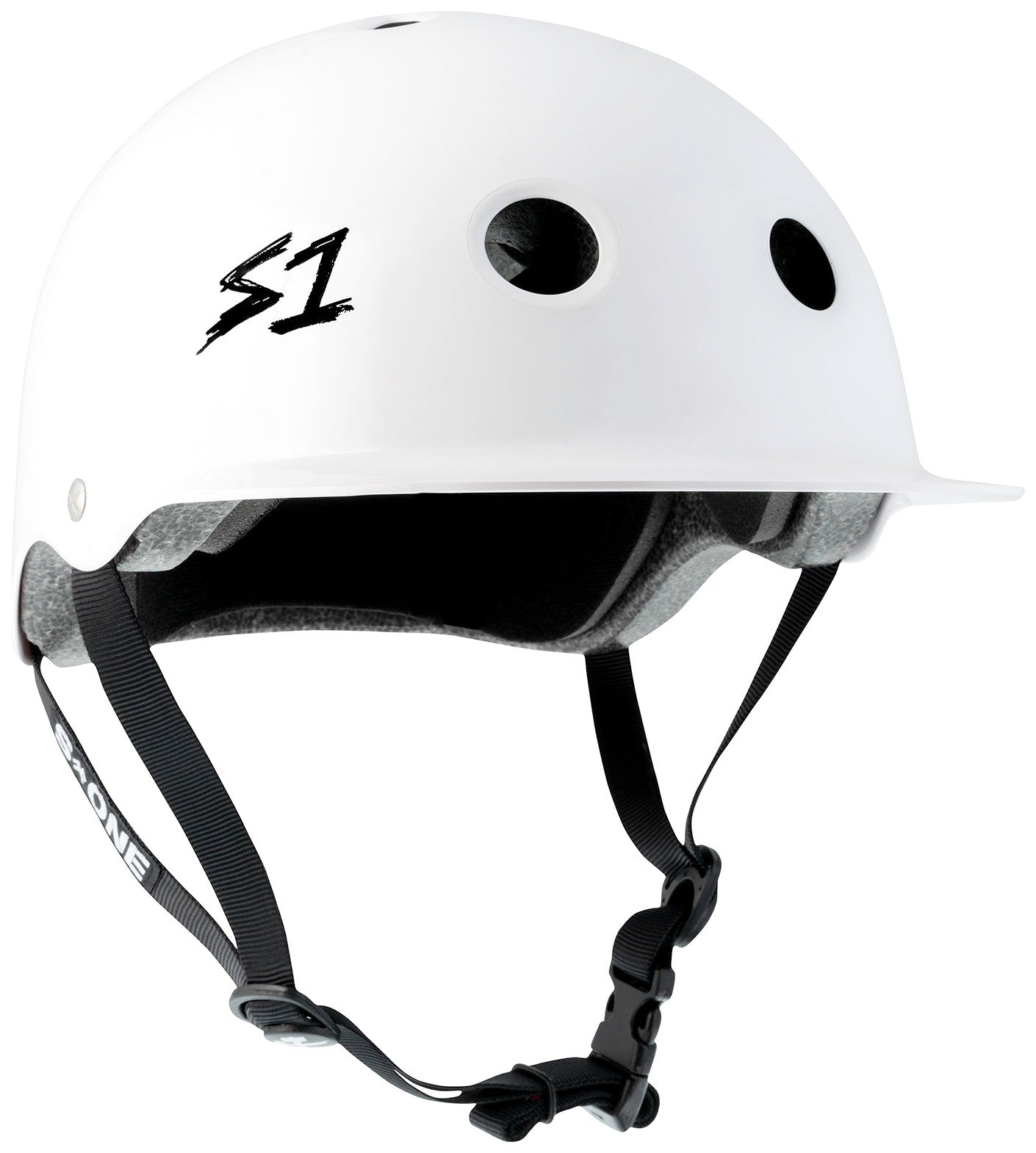White S1 Lifer Brim eBike helmet in medium size, side view on a plain background