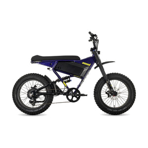 Juiced Scrambler full suspension electric bike with single battery in Grape Juice color, side view