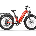 Red Freesky Wild Cat Ultra A-340 electric bike, side view, displayed on a white background.