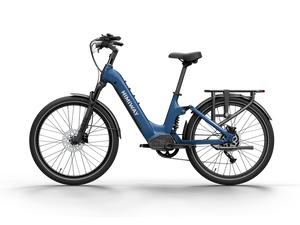 Himiway A7 eBike in Midnight Blue, side view, showcasing frame, wheels, and battery