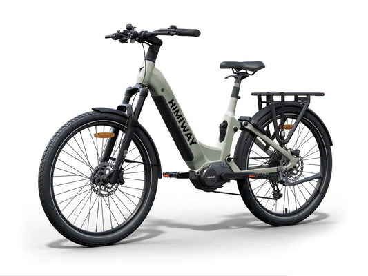 HIMIWAY A7 PRO 500W step-thru electric bike with 27.5x2.4 fat tires, beach cruiser style, shown in product image.