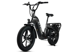Gray eBike CYKE Collie Cargo electric cargo bike with 48v 750w motor and mini fat tires, side view product image
