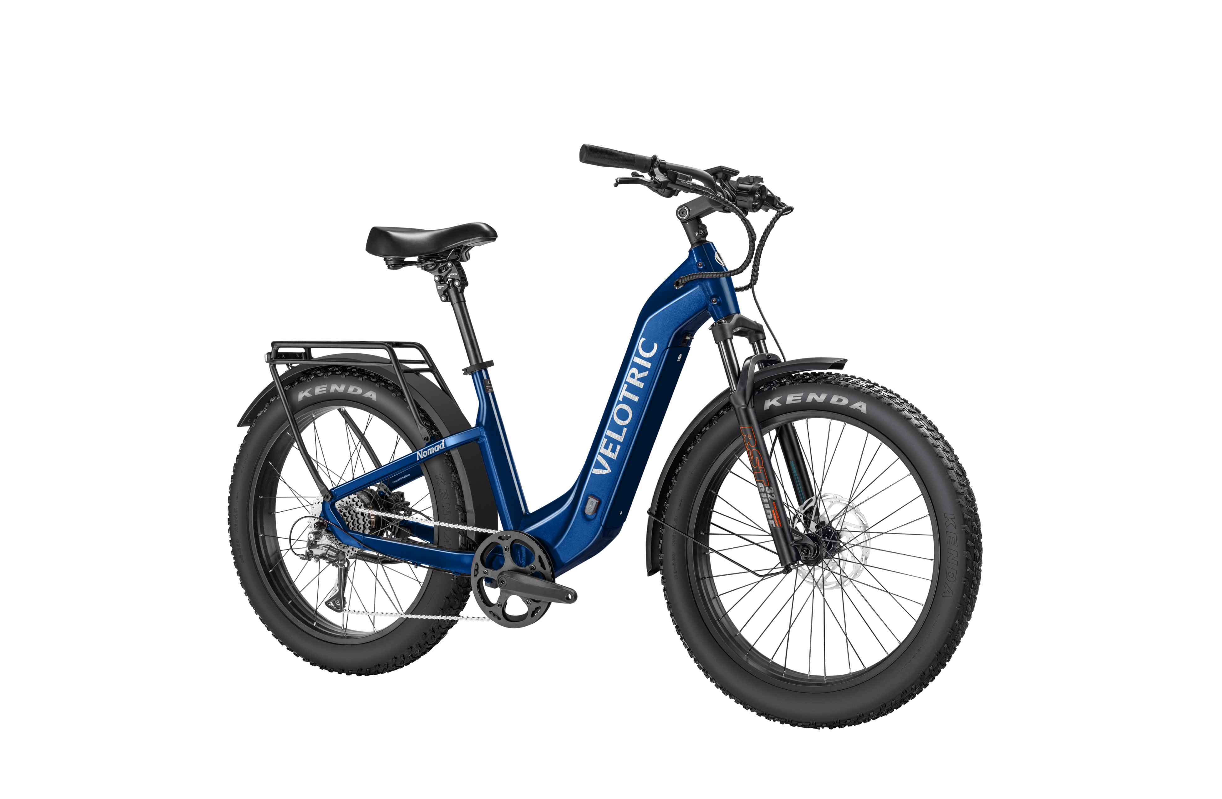 Velotric Nomad 2 eBike in Midnight Blue, Step-Thru frame, side view