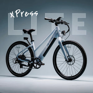 Lectric XPress Lite electric bike in Glacier Blue, side view, against a white background