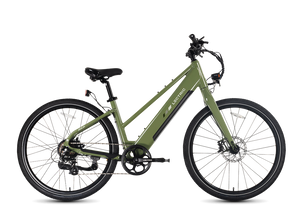 Lectric XPress Lite electric bike in Pine Green color, side view, against a white background