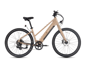 Lectric XPress Lite electric bike in Toasted Marshmallow color, side view, against a white background