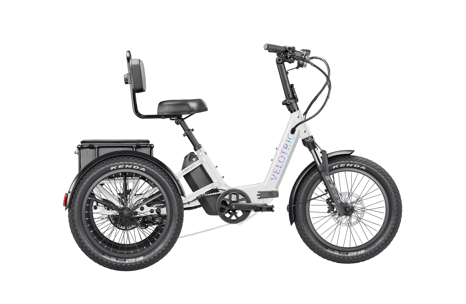 Pearl white Velotric Triker eTrike eBike, side view, product image