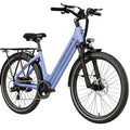 White MOKWHEEL Asphalt ST 500W step-thru urban electric beach cruiser eBike with 27.5x2.4 tires, side view on plain background