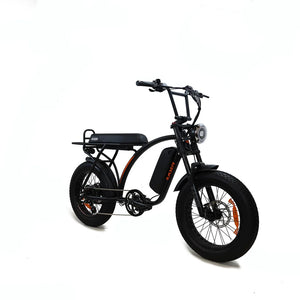 Side view of a black Kasen Kabbit Classic eBike with a step-through frame, front basket, and rear rack, displayed on a white background.