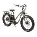 Side view of the Murf Alpha ST eBike in Stone color, showcasing its step-through frame, wide tires, and minimalist design against a plain background.