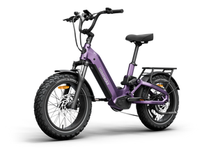 Side view of the Himiway D5 2.0 eBike in Nebula Mist color, showcasing its 20-inch wheels, step-through frame, and battery placement.