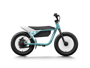 A Himiway C1 Kids E-Bike with a 350W motor, step-over frame, and 16x3 inch fat tires, shown as a compact electric mini fat tire bike.