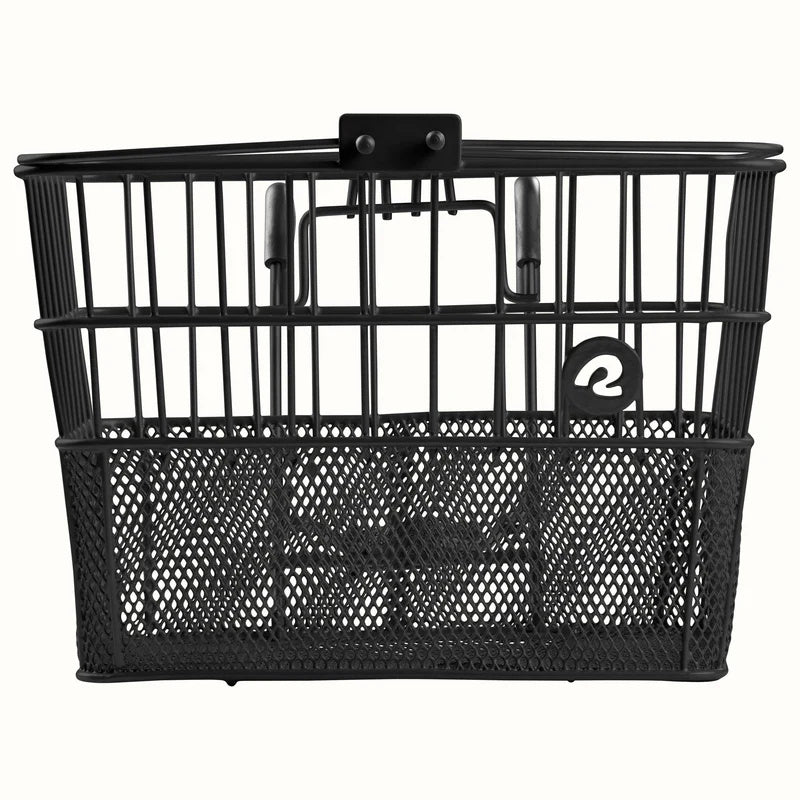 Black Retrospec Apollo steel eBike basket attached to a bicycle, product image, side view
