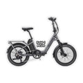 Velotric Fold 1 PLUS eBike in Stone Gray color, folded and placed inside its box, product image showing the bike and packaging.