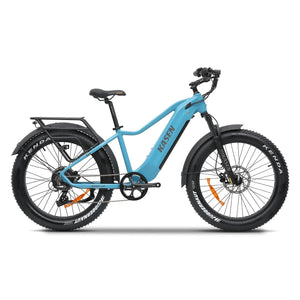 Blue Kasen Ranger 2.0 eBike in a box, black model, shown with 15AH and 20AH battery options.