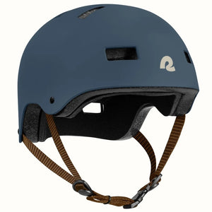 Matte navy Retrospec Dakota eBike helmet, side view, with adjustable straps and ventilation holes