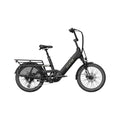 Aventon Abound SR electric cargo bike in Stealth color, side view, shown with rear cargo rack and step-through frame design.