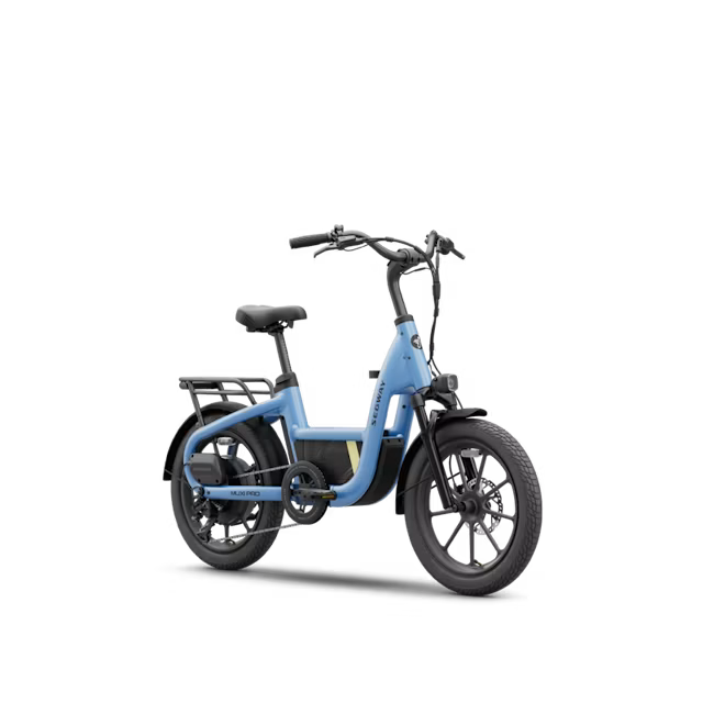 Segway Muxi Pro electric scooter in Reef Blue, side view, on white background