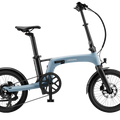 Blue Urtopia Carbon Fold 2 eBike, side view, folded, on a white background