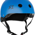 Cyan S1 Mini Lifer eBike helmet in large size, side view, with black adjustable straps and S1 logo on the side.
