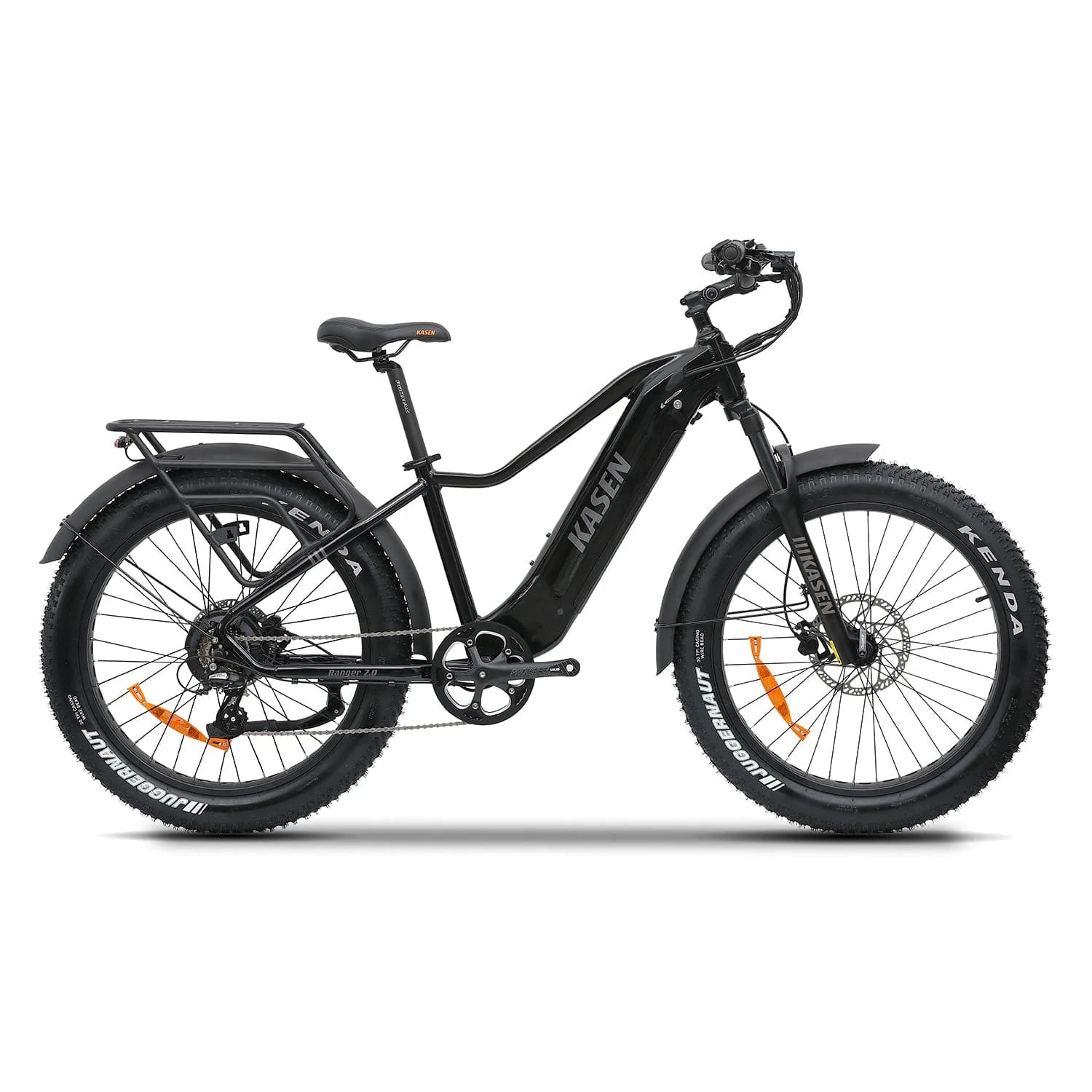 Black Kasen Ranger 2.0 electric bike side view against a white background