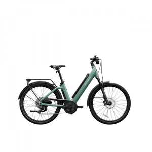 Green Segway Myon eBike side view, showcasing sleek frame design and integrated battery.
