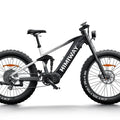 Black and white gradient Himiway D7 eBike side view showcasing frame, wheels, and battery