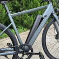Side view of the FREEGO E7 Step Over electric commuter bike in black, showing its 250w motor, sturdy frame, and city-ready design against a plain background.
