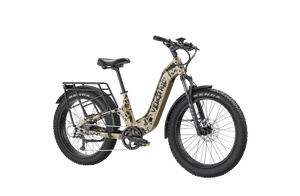 Side view of the Velotric Nomad 2X eBike in matte black, showing its fat tires, front suspension fork, and integrated battery on the downtube.