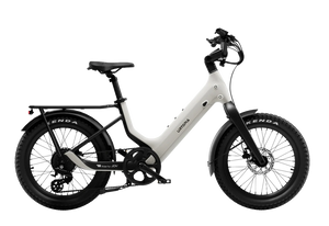 Urtopia Carbon Joy Ultra eBike in Creme color, side view, showcasing lightweight carbon frame and modern design
