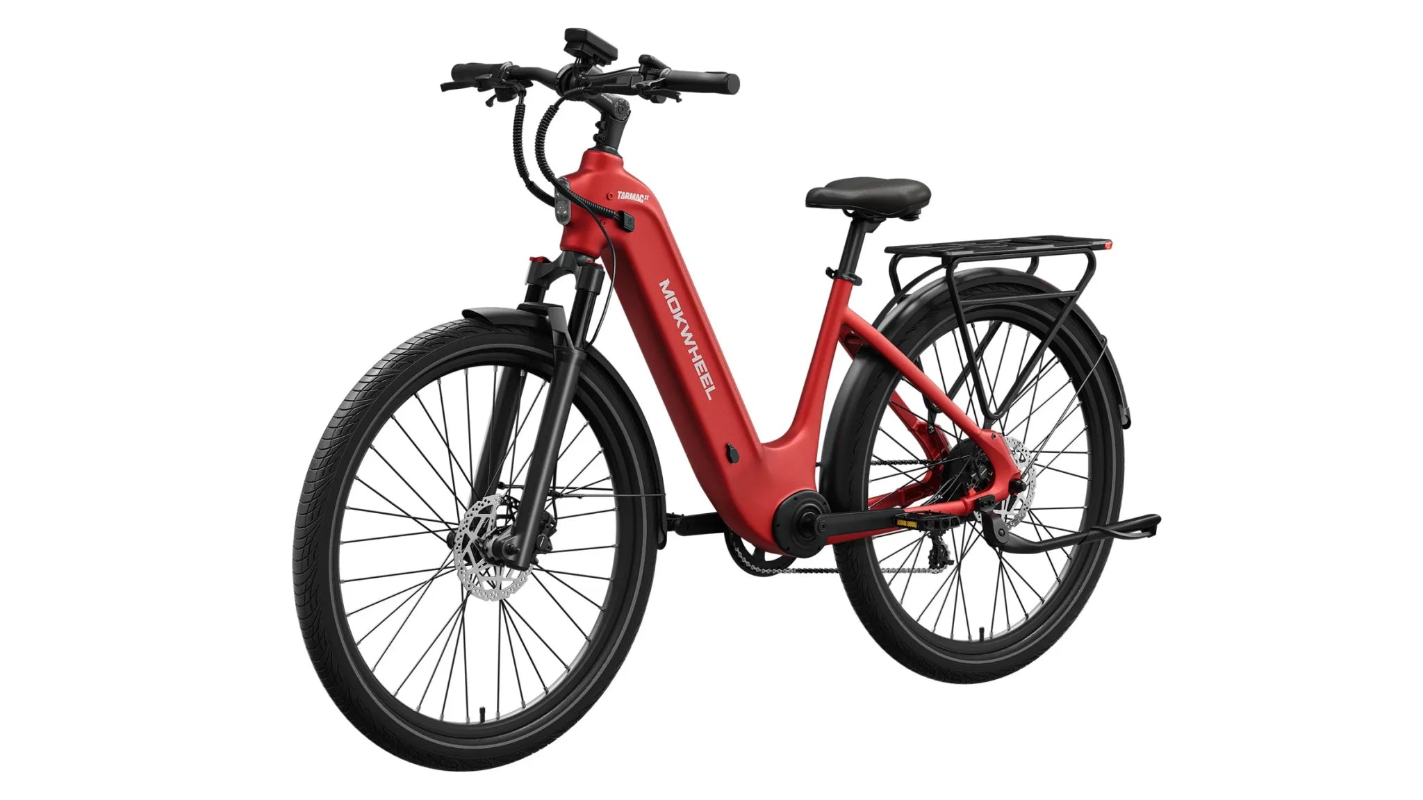 Crimson red Mokwheel Tarmac ST eBike, side view, model number 2995778