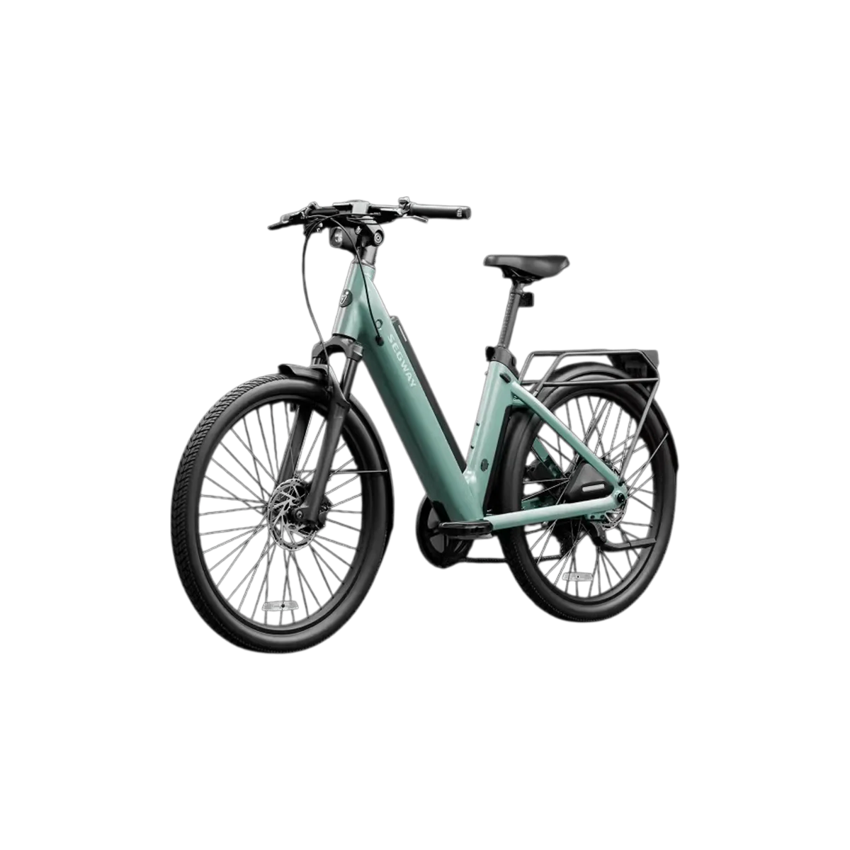 Green Segway Myon eBike, side view, showcasing sleek frame and modern design