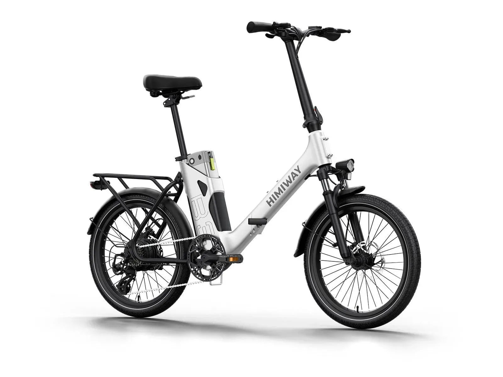 White Himiway B3 eBike side view showing frame, wheels, and battery against a plain background.