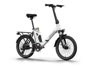 White Himiway B3 eBike side view showing frame, wheels, and battery against a plain background.