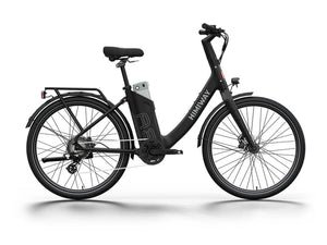 Black HIMIWAY A3 urban electric commuter bike, side view, against a plain background