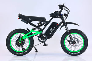 Neon green eBike Ghostcat F3X.2 side view against a white background
