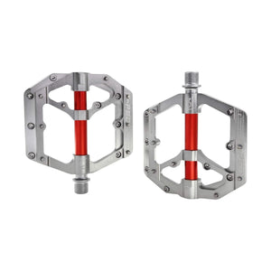 Silver and red alloy bicycle pedal, product image labeled Silver 12