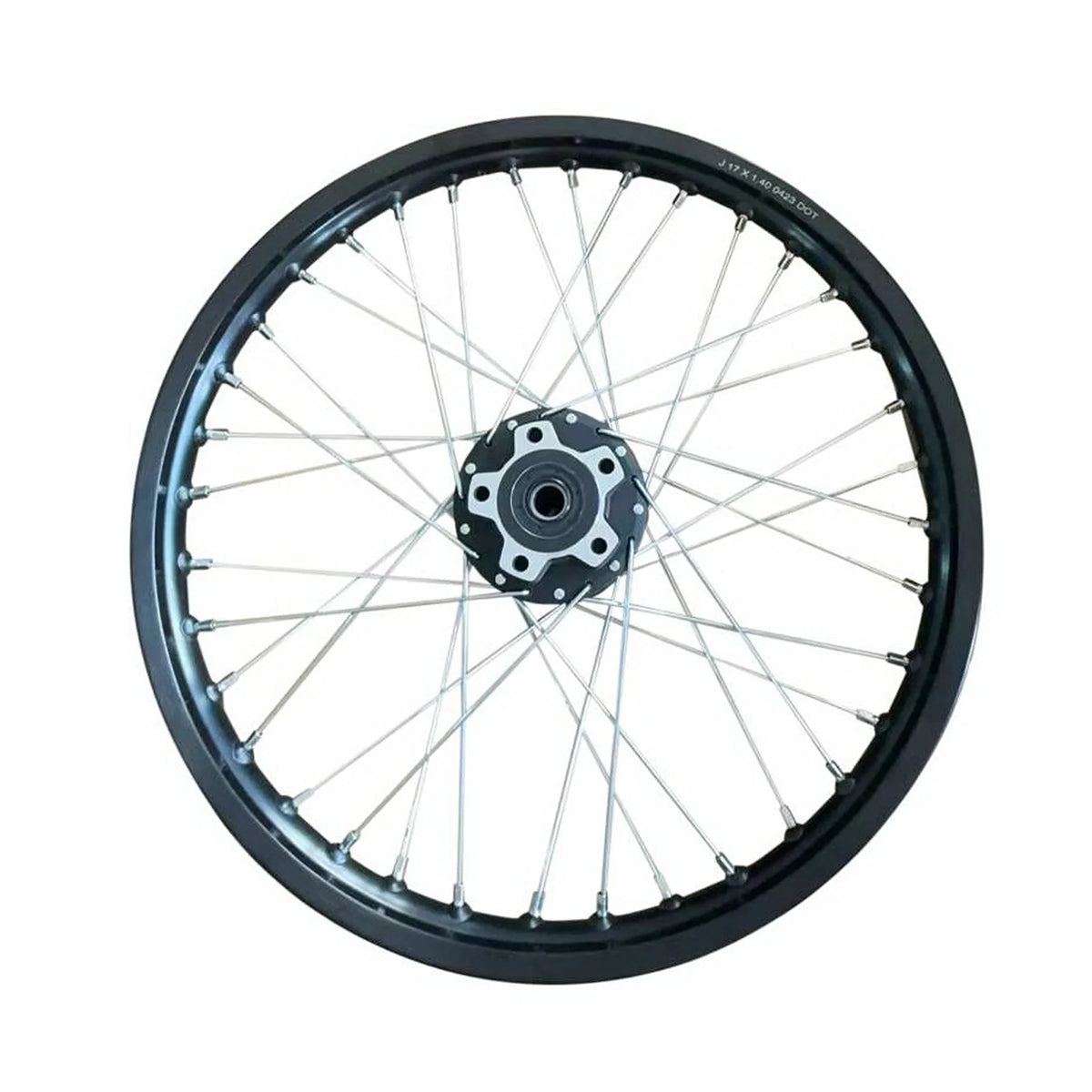 eMOTO Wheel 17" Rear Type 1 - 17x1.4 Black Hub, Black Rim, Chrome Spokes